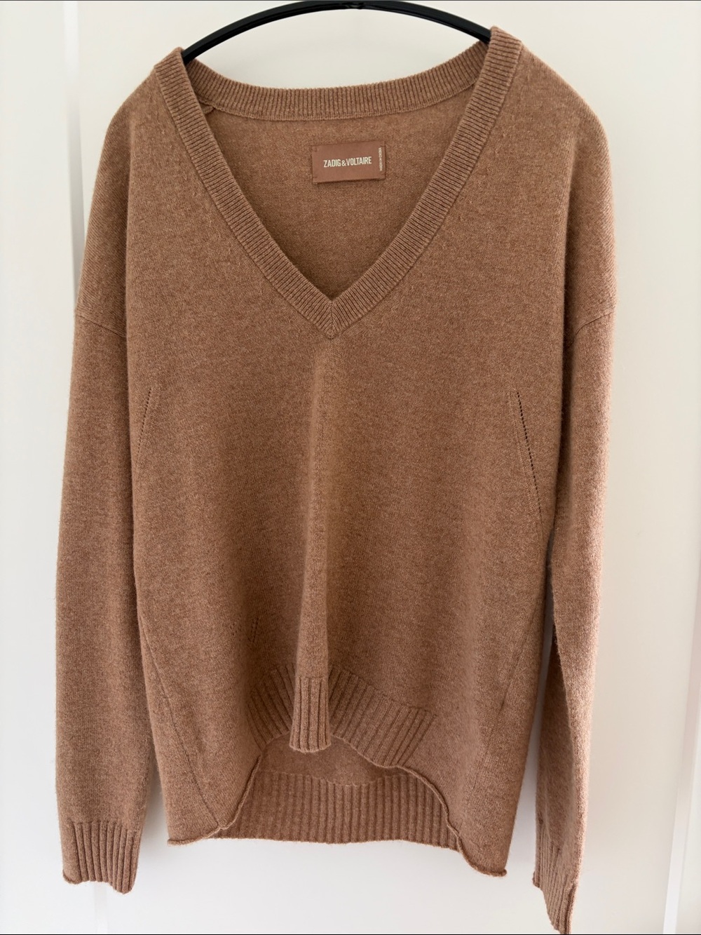 Zadig & Voltaire Camel Brown V-Neck Sweater
